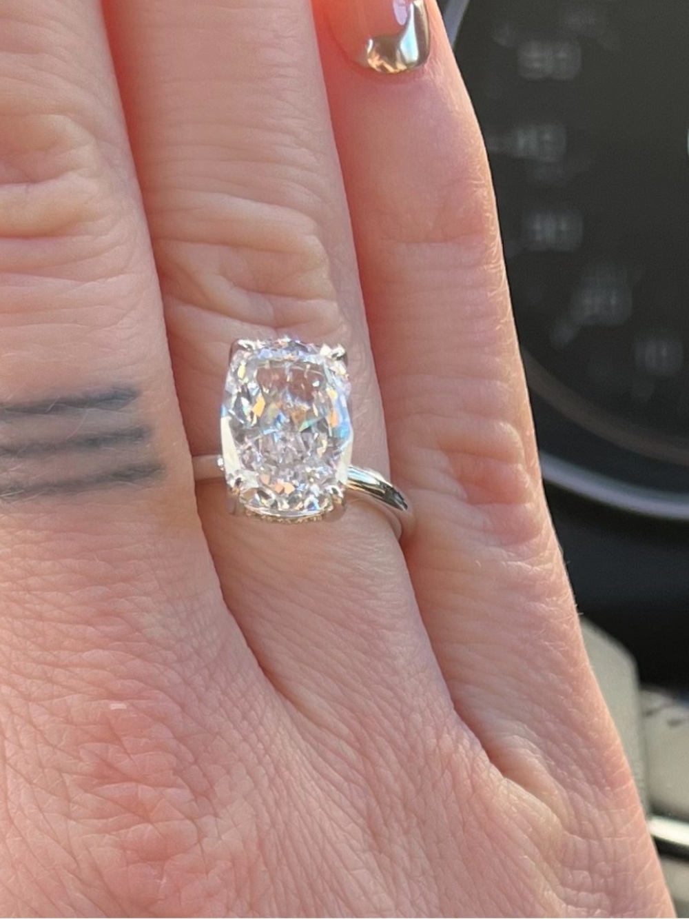 Classic Solitaire Cushion-Cut White Crystal Ring - Silver